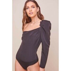ASTR The Label Bodysuit NWT Black Isolde One Shoulder Womens Size L